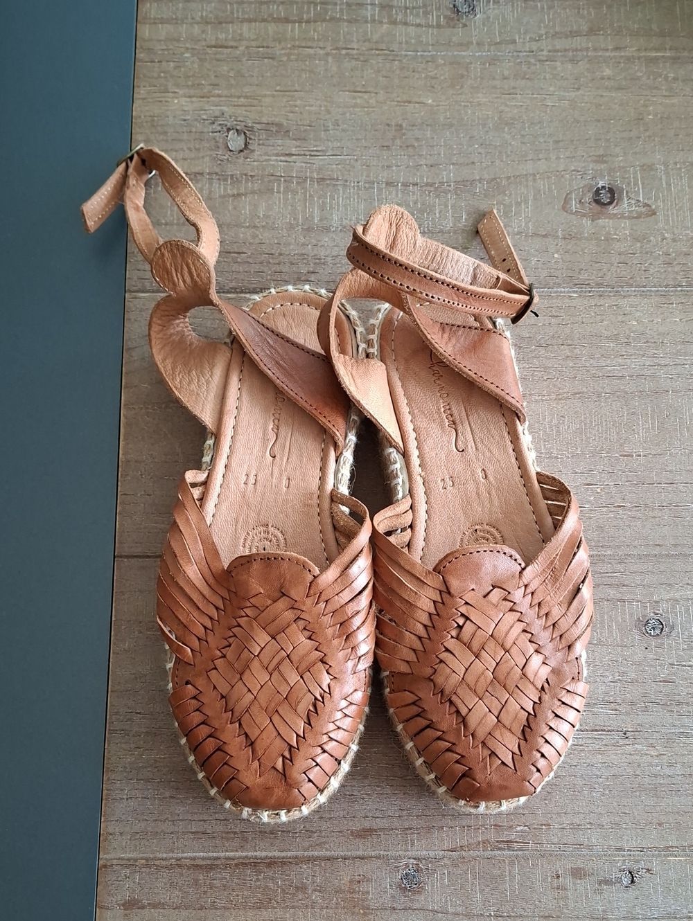 Harmonica Tan Classic Boho Handmade Platform Leather & Jute Huaraches (US 8)